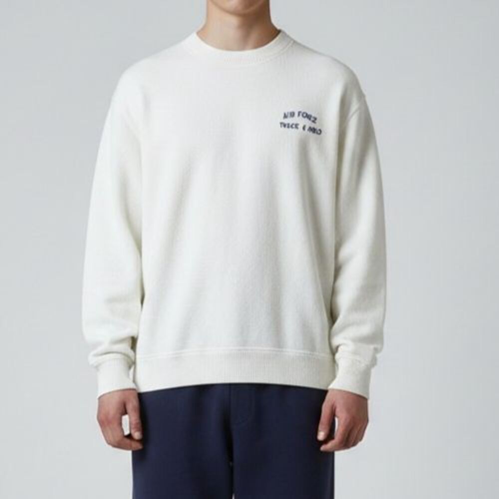 Vintage Nutmeg Mills USA Air Force Track & Field White Sweater M Long Sleeve